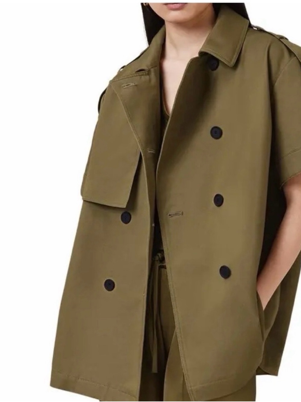 AllSaints Flow Short Sleeve Trench Jacket NWT